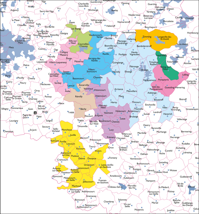 Carte des secteurs du SEBVF